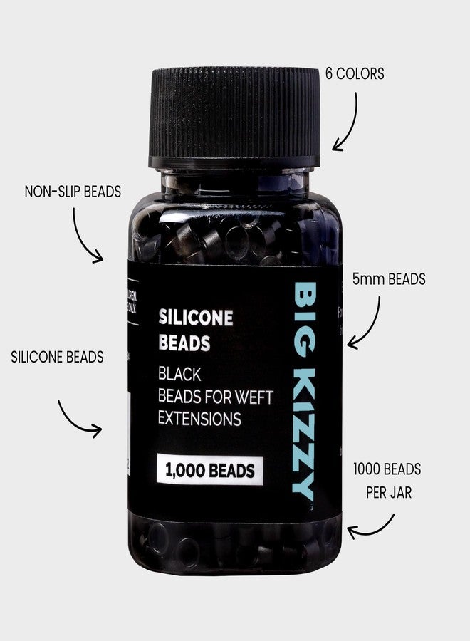 Big Kizzy 1000pcs Black Silicone Lined Microlink Beads for Weft Hair Extensions, 5.0mm for invisible extension application - Image 3